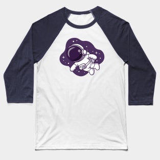 Cute Astronaut Floating In Spce Cartoon Baseball T-Shirt